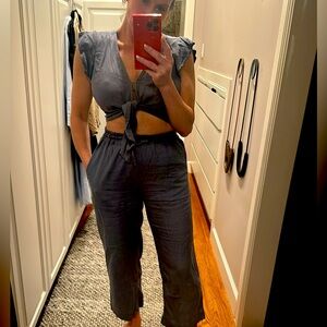 ABERCROMBIE & FITCH Linen Blend Crop Tie & Pull On Pants Set